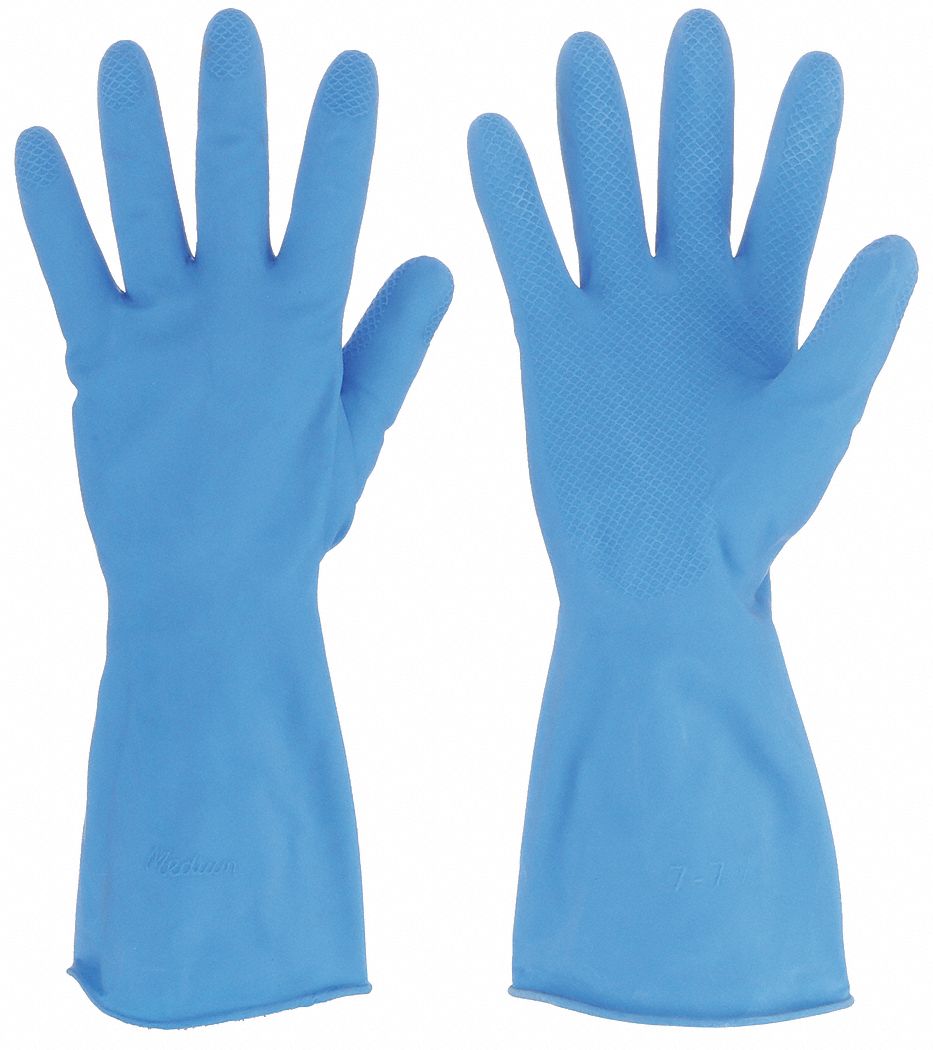 CHEMICAL RESISTANT GLOVES, 17 MIL, 12 IN LENGTH, FISH SCALE, M, BLUE