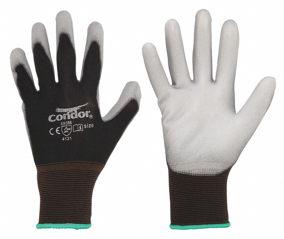 COATED GLOVES, XL (10), SMOOTH, PUR, DIPPED PALM, ANSI ABRASION LEVEL 3