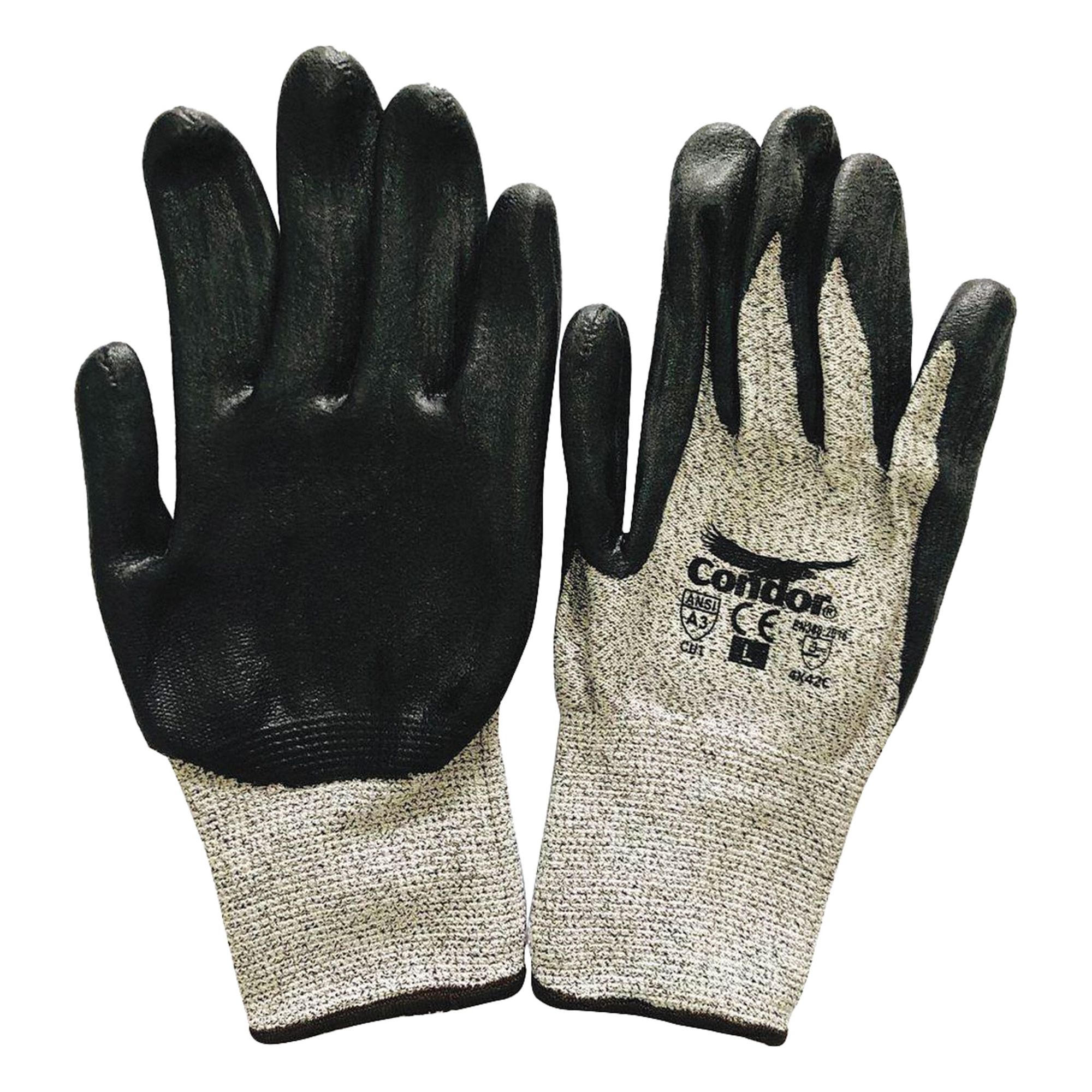 Coated Gloves: 2XL ( 11 ), ANSI Cut Level A3, Palm, Dipped, Nitrile, HPPE ( 13 ga ), 1 PR