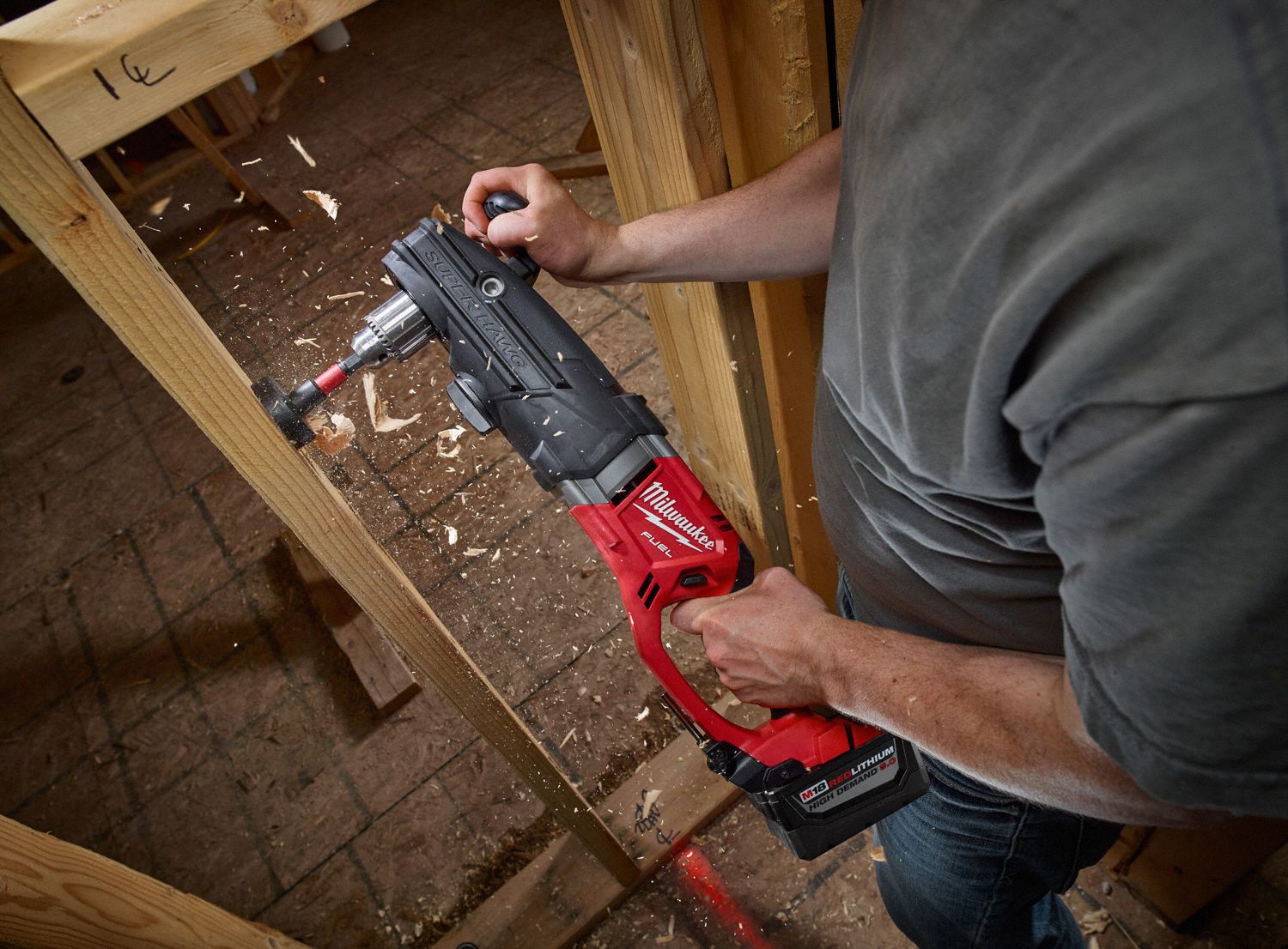 MILWAUKEE 1/2 in M18 FUEL™ Super Hawg™ Cordless Right Angle Drill Kit, 18.0 Voltage, Battery