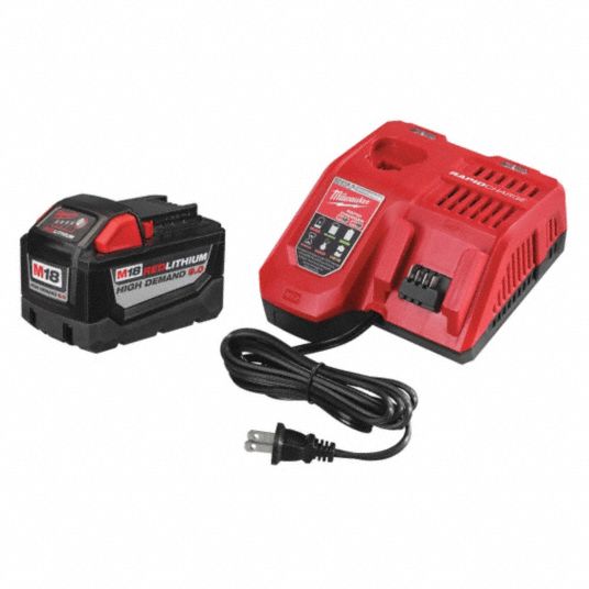 MILWAUKEE Battery and Charger Kit, 9 Ah, Li-Ion, 18V DC - 48UT18|48-59 ...