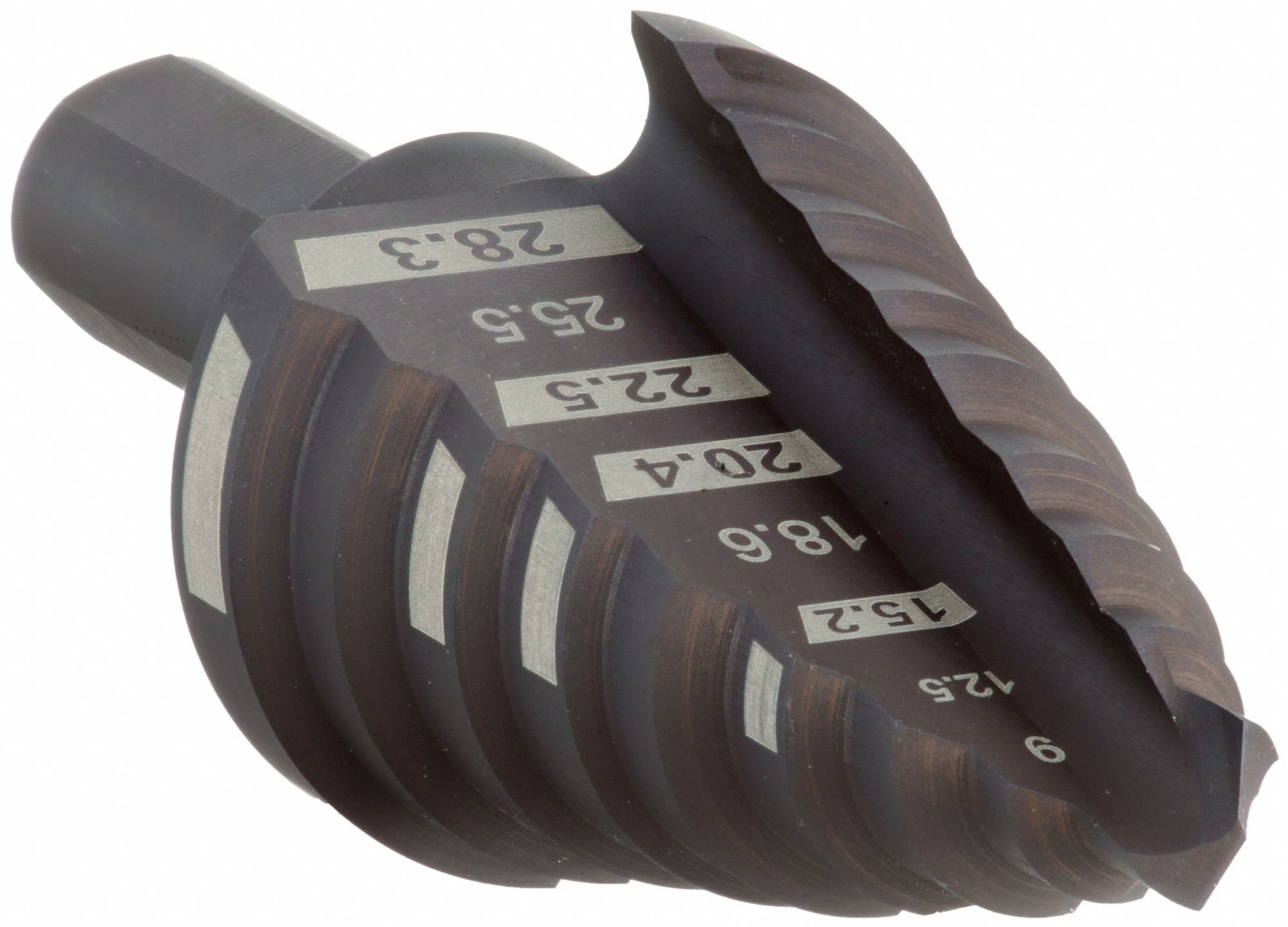 MILWAUKEE, 9 Hole Sizes, 7 mm to 28.3 mm, Step Drill Bit 48UT224889
