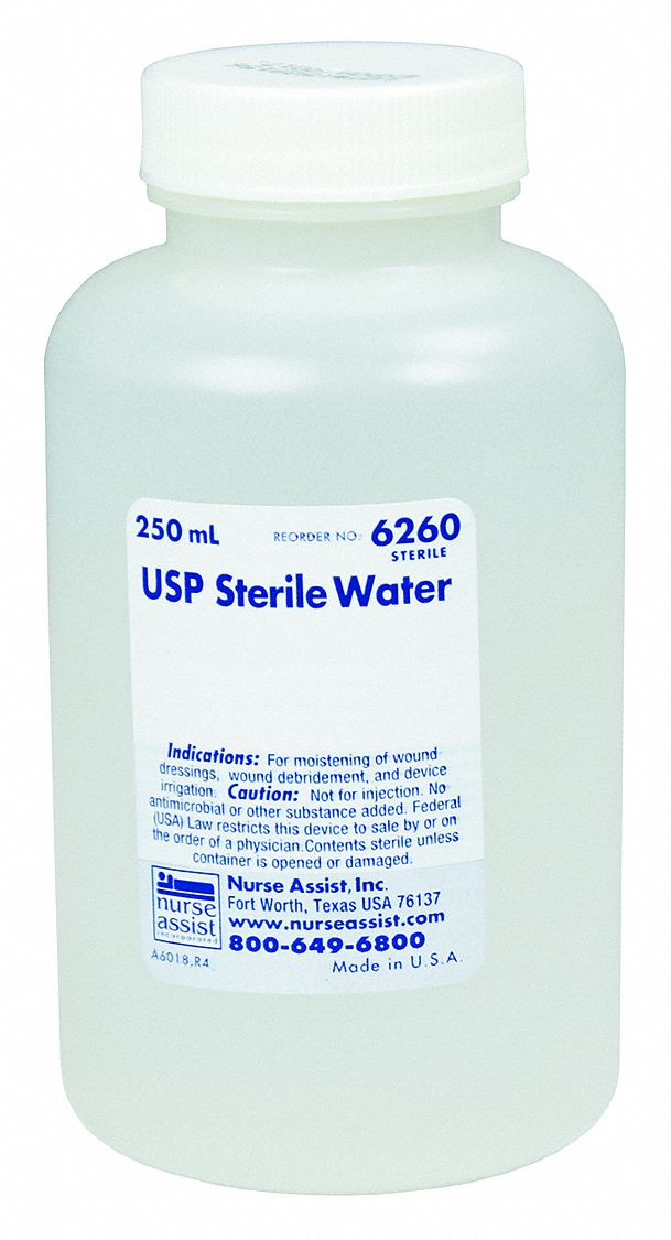Sterile Water: Liquid Solution, Bottle, 8 oz Size - First Aid and Wound Care