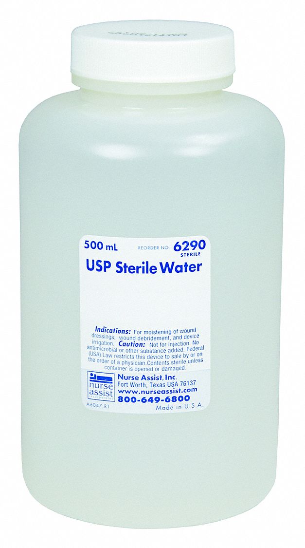 Sterile Water: Liquid Solution, Bottle, 16 oz Size - First Aid and Wound Care