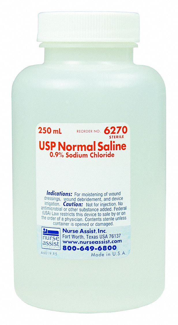 Saline: Liquid Solution, Bottle, 8 oz Size - First Aid and Wound Care