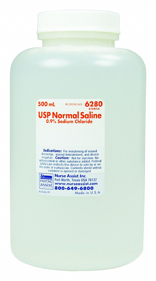 Saline: Liquid Solution, Bottle, 16 oz Size - First Aid and Wound Care