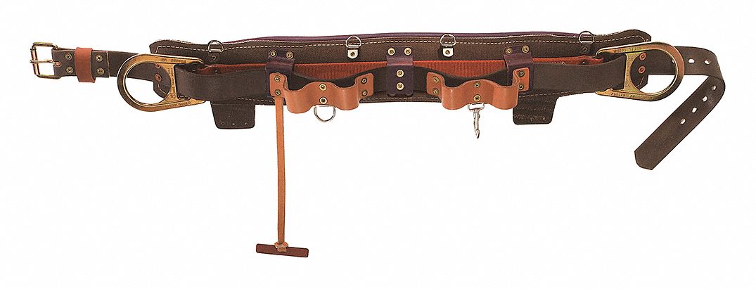 LINEMAN BELT, 47 TO 55 IN WAIST, 2 D-RINGS, TONGUE BUCKLE, 300 LB CAPACITY