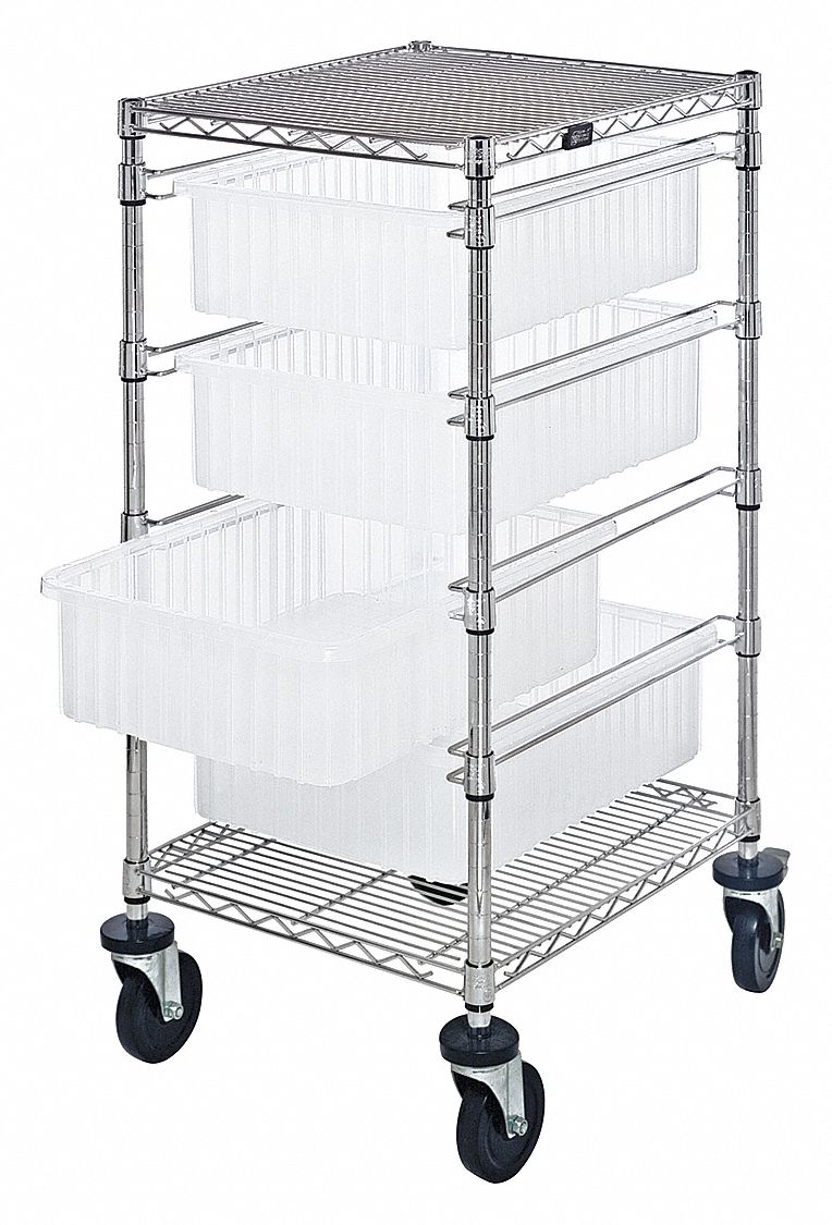 QUANTUM STORAGE SYSTEMS, 1,200 lb Load Capacity, Clear, Vertical RackStyle Compartmentable Bin