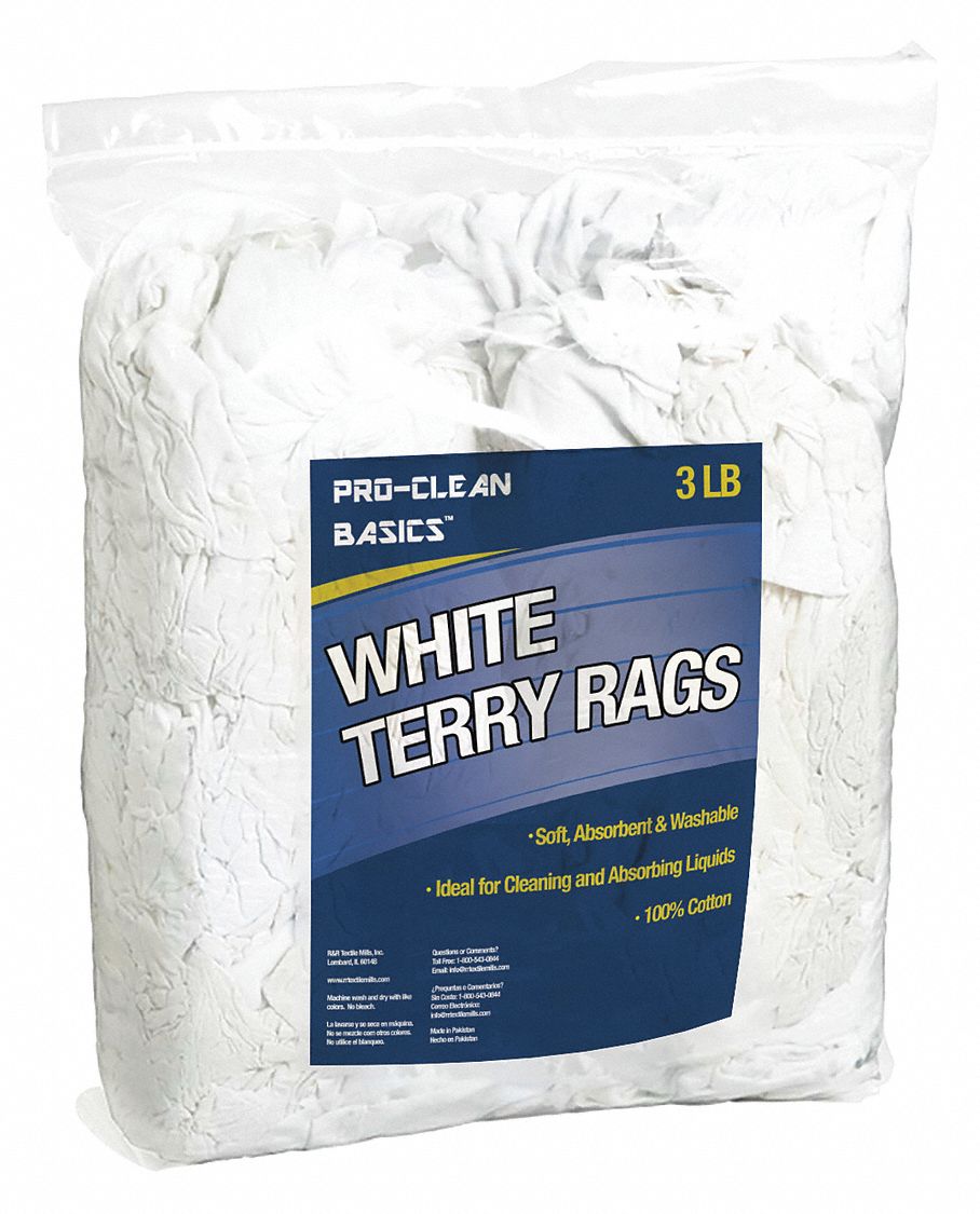 White Terry Cloth Remnants 3 lb Bag
