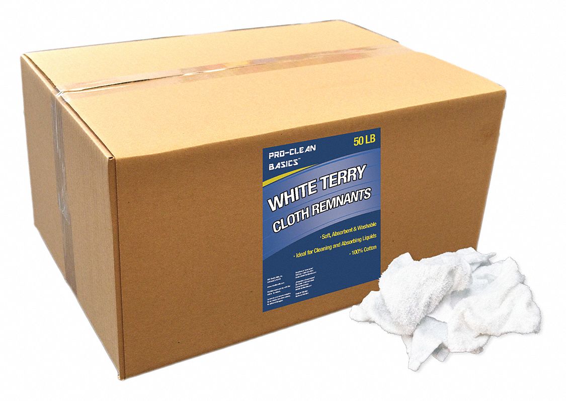 White Terry Cloth Remnants 50 lb Box
