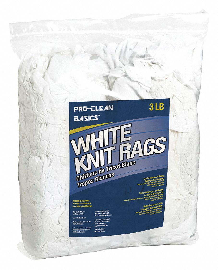 White T-Shirt Knit Rags 3 lb Bag