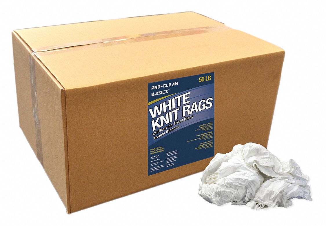 White T-Shirt Knit Rags 50 lb Box