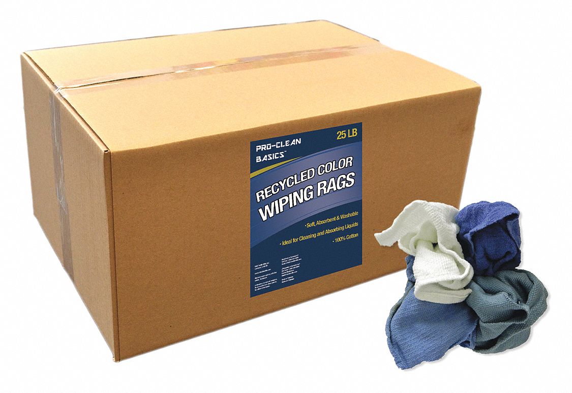 PROCLEAN BASICS Recycled Woven Wiping Rags, 25 lb. Box 48UX94Z99601
