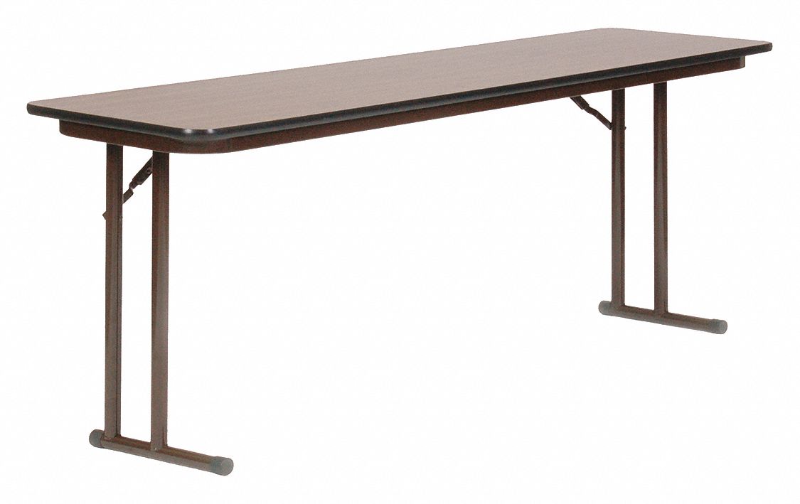 Rectangle Folding Table, 29 in Height x 18 in Width, Walnut Grainger