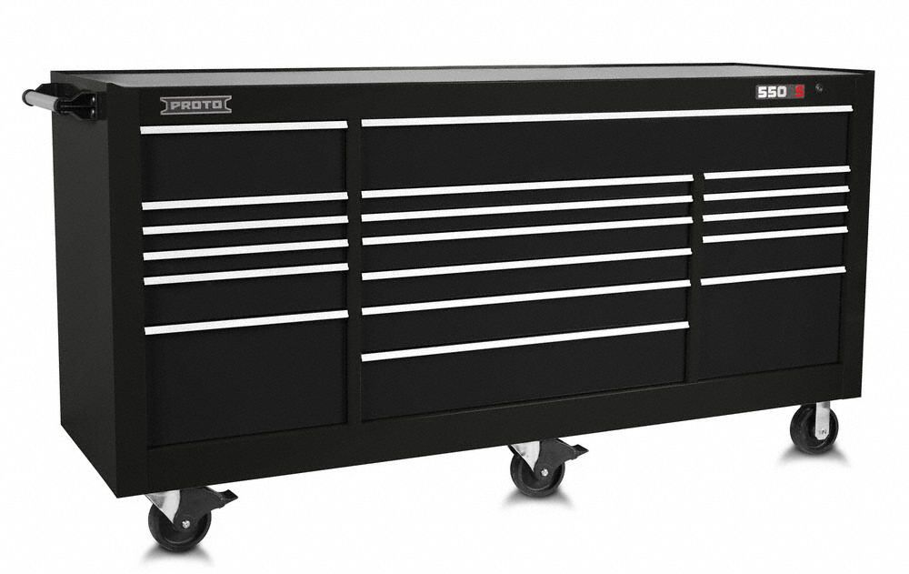 PROTO Rolling Tool Cabinet: Gloss Black, 88 1/4 in W x 27 in D x 46 3/8 ...