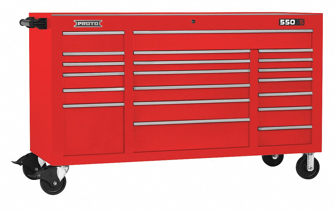 PROTO, Gloss Red, 67 in W x 25 1/4 in D x 41 in H, Rolling Tool Cabinet ...