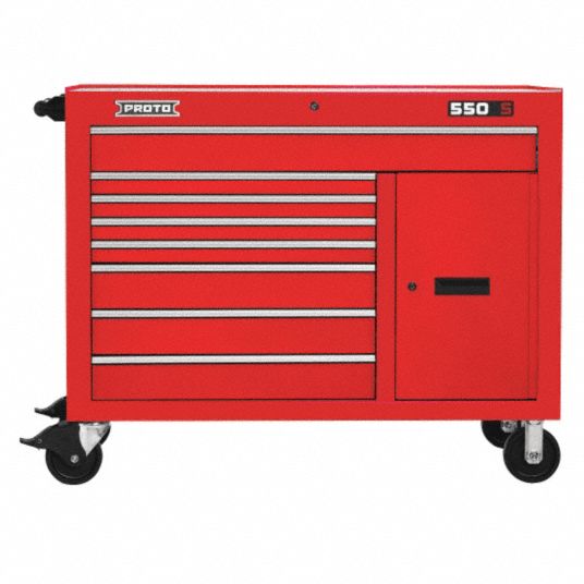 PROTO, Gloss Red, 50 in W x 25 1/4 in D x 41 in H, Rolling Tool Cabinet ...