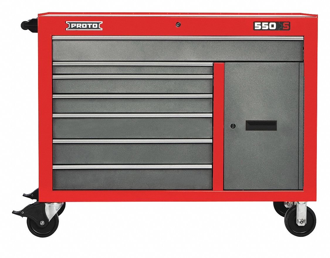 PROTO, Gloss Red, 50 in W x 25 1/4 in D x 41 in H, Rolling Tool