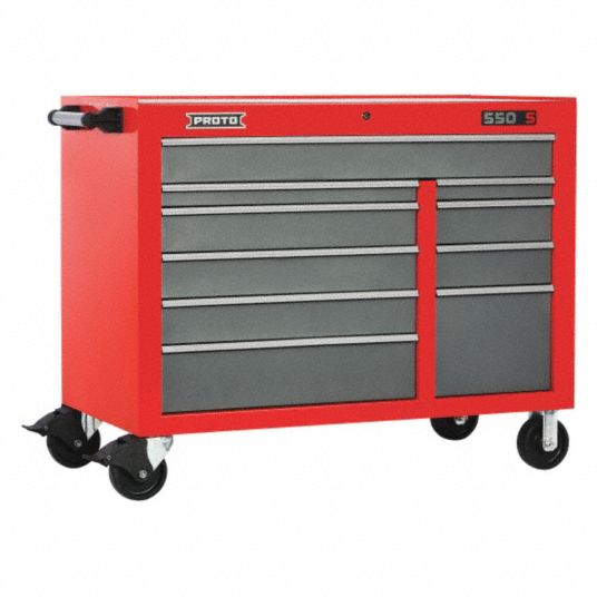 PROTO, Gloss Red, 50 in W x 25 1/4 in D x 41 in H, Rolling Tool Cabinet ...