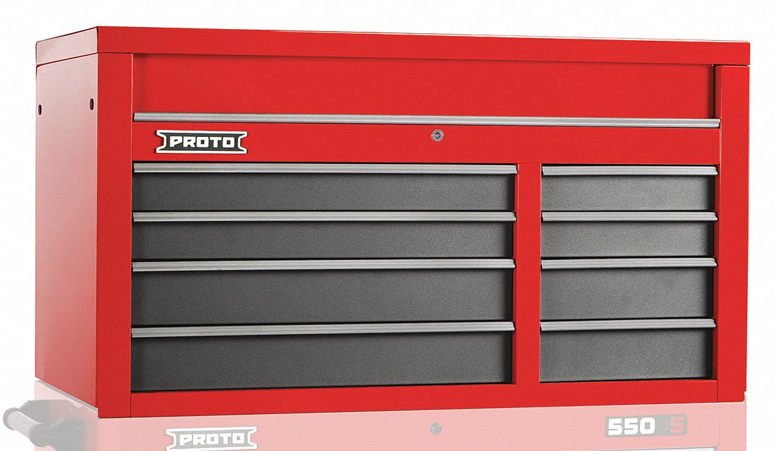 Top Chest: 8 Drawers, Heavy Duty, 50 in Overall Wd, 25 1/4 in Overall Dp, 27 in Overall Ht