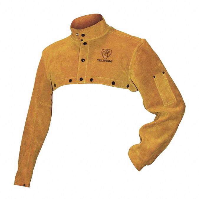 Welding Cape Sleeve: 2XL, Brown, Elastic Cuff