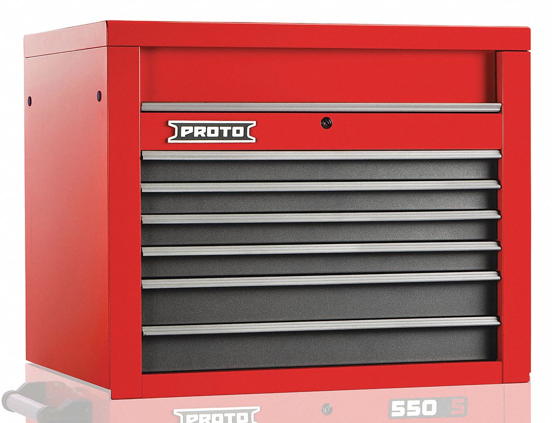 Top Chest: 6 Drawers, Heavy Duty, 34 in Overall Wd, 25 1/4 in Overall Dp, 27 in Overall Ht