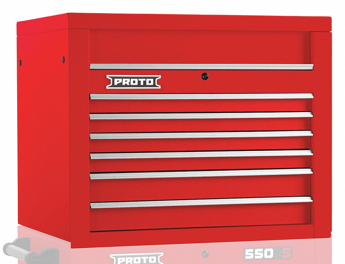 Top Chest: 6 Drawers, Heavy Duty, 34 in Overall Wd, 25 1/4 in Overall Dp, 27 in Overall Ht