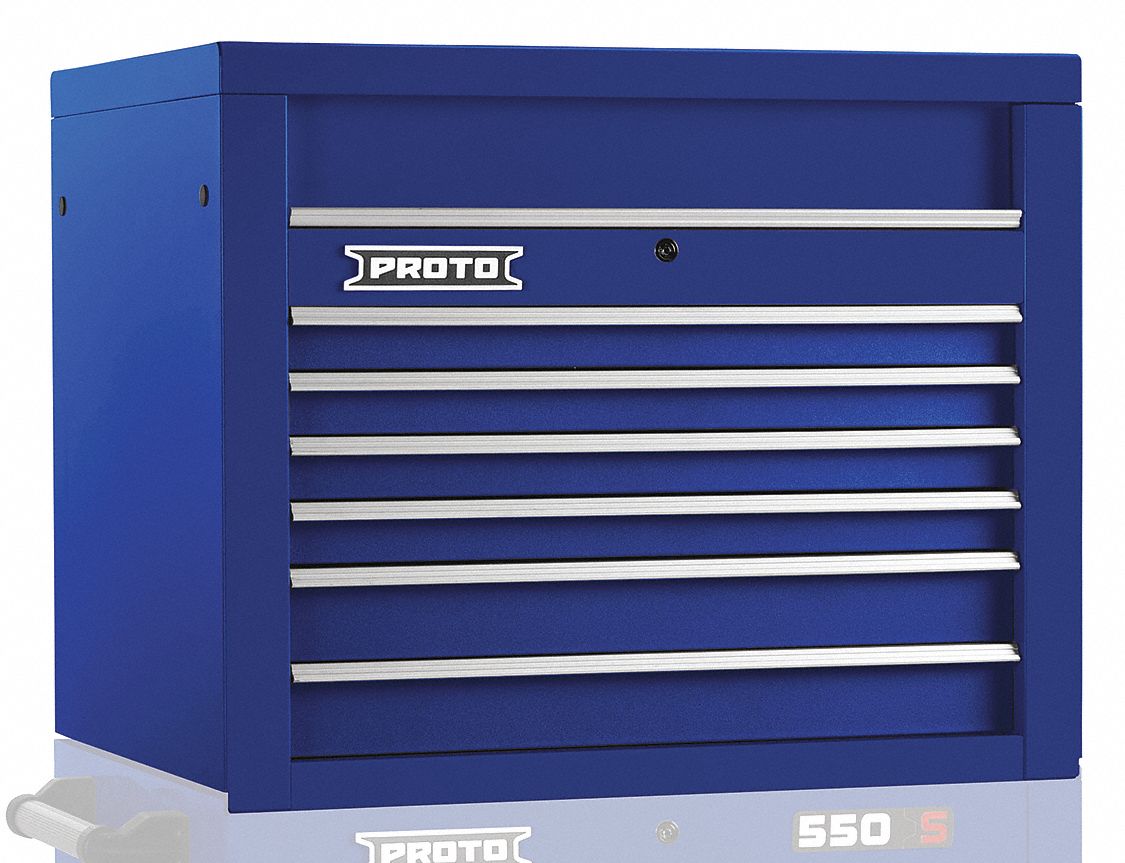 Top Chest: 6 Drawers, Heavy Duty, 34 in Overall Wd, 25 1/4 in Overall Dp, 27 in Overall Ht