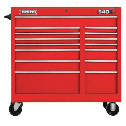 PROTO, Red / Red Drawer, 41 in W x 18 in D x 42 in H, Rolling Tool ...