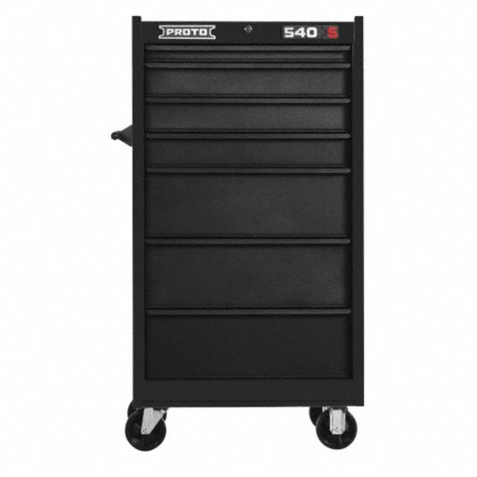 PROTO, Black / Black Drawer, 27 in W x 18 in D x 52 in H, Rolling Tool ...