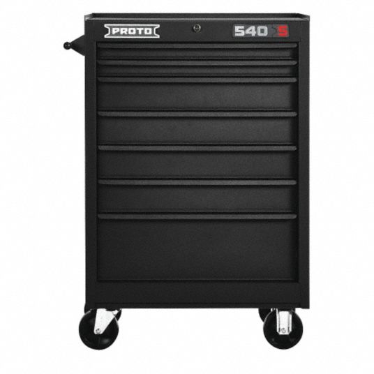 PROTO, Black / Black Drawer, 27 in W x 18 in D x 42 in H, Rolling Tool ...