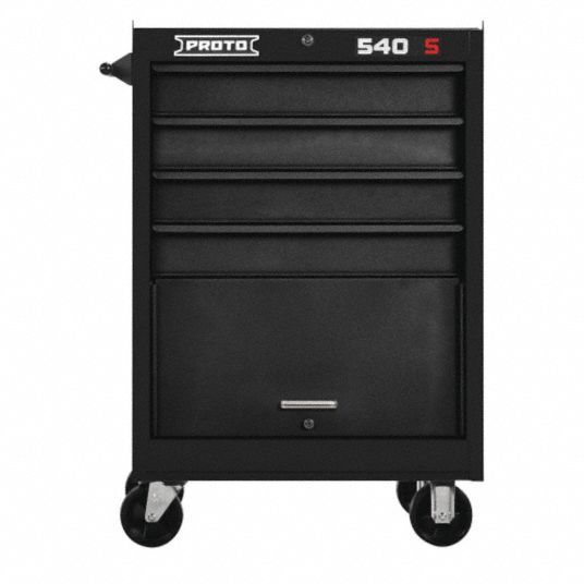 PROTO, Black / Black Drawer, 27 in W x 18 in D x 42 in H, Rolling Tool ...
