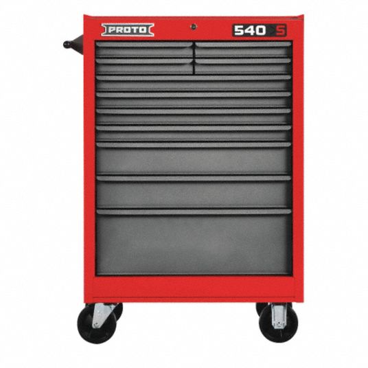 PROTO, Red / Gray Drawer, 27 in W x 18 in D x 42 in H, Rolling