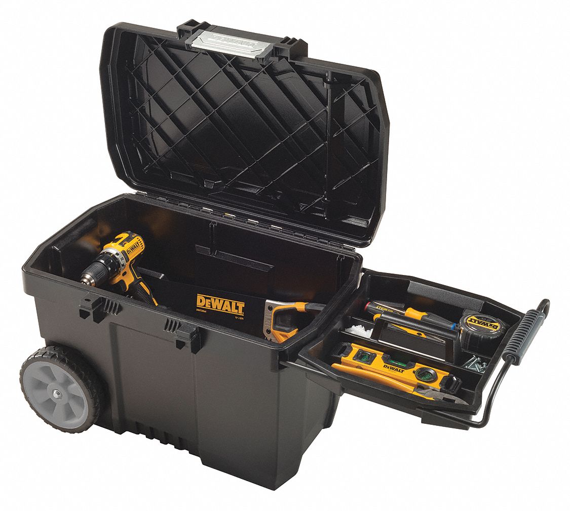 DEWALT PORTABLE TOOL BOX,PLASTIC,2.0 CU. FT. - Rolling Tool Boxes and Cases  - BLDDWST33090