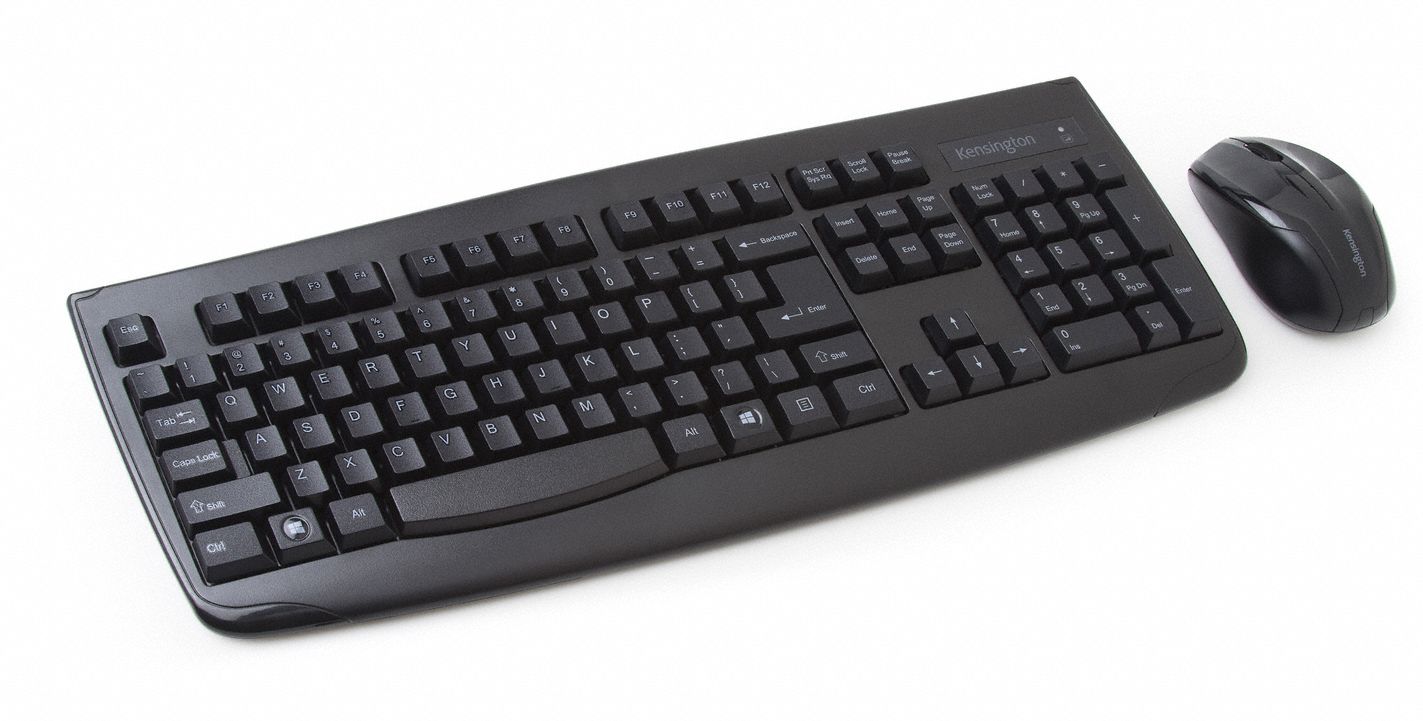 KENSINGTON Wireless Keyboard/Mouse Set, Black, USB Connector Type ...