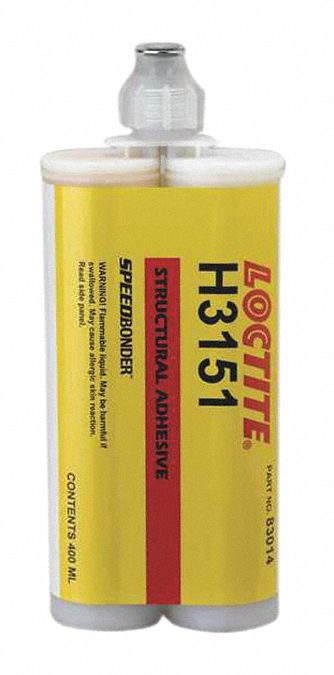 ACRYLIC ADHESIVE, AA H3151, AMBIENT CURED, 50 ML, DUAL-CARTRIDGE, YELLOW, GEL