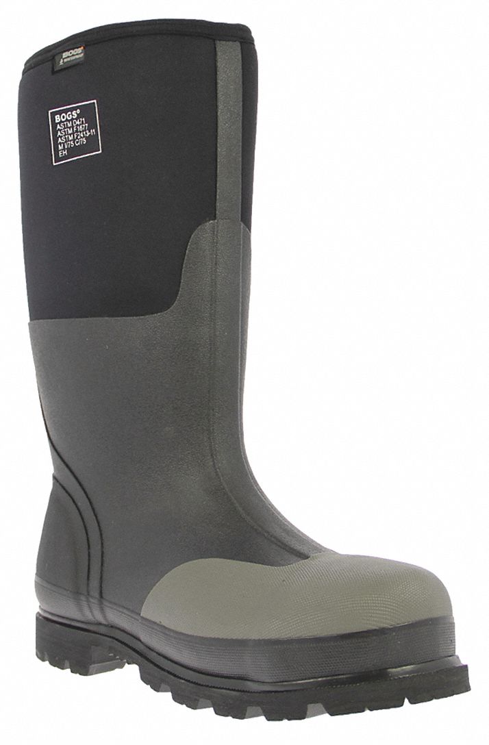 Rubber Boot,  Men's,  5,  Knee,  Steel Toe Type,  EVA, Neo-Tech(TM), Rubber,  Black,  1 PR