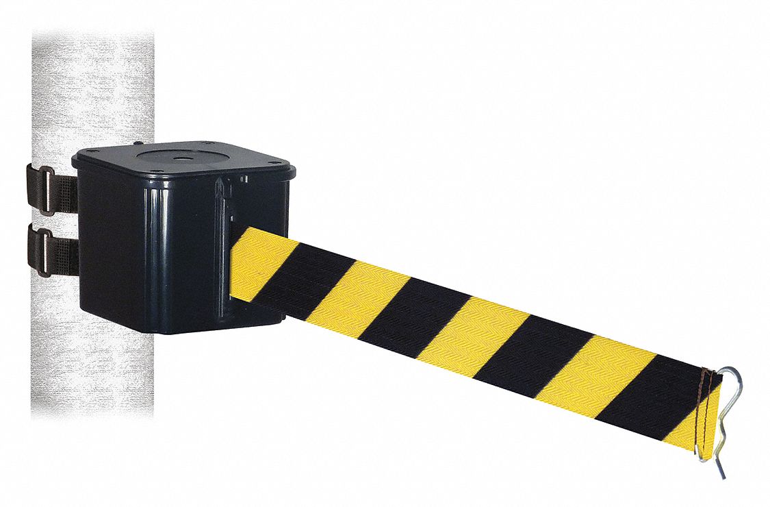 RETRACTA-BELT Retractable Belt Barrier, Black and Yellow Diagonal ...