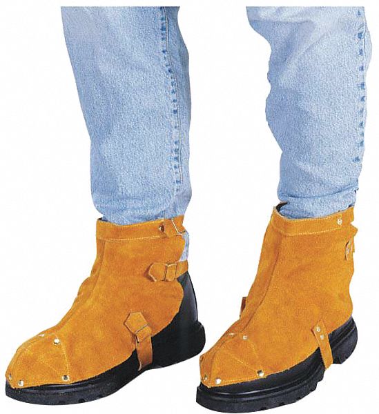 Shoe Protector: Std, Cowhide, Adj Strap, Brown, Universal, 1 PR