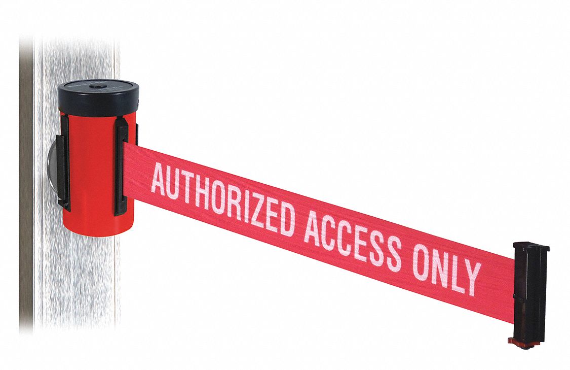 RETRACTABELT Retractable Belt Barrier, Red with White Text, Authorized