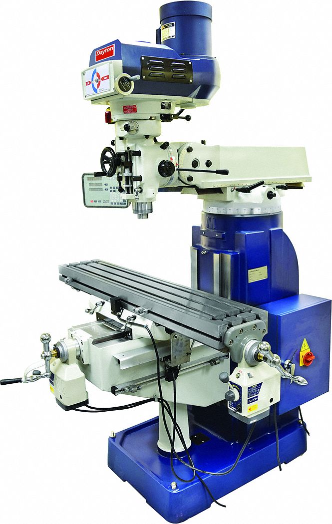 DAYTON, 9 in Table Lg, 49 in Table Wd, Knee/Column Milling Machine