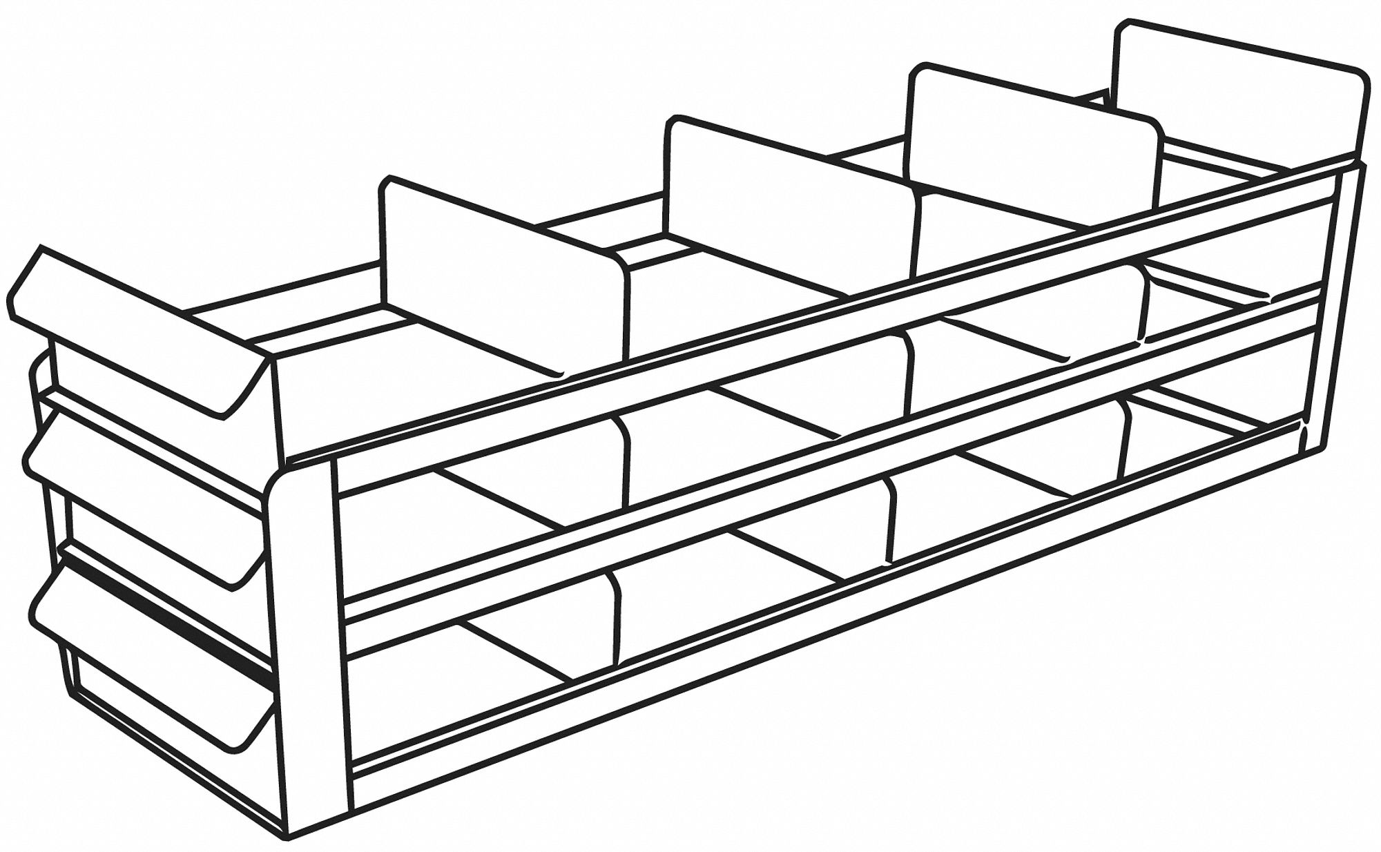 Freezer Sliding Tray Rack: 22 in Overall Lg, 5 1/2 in Overall Wd, Stainless Steel, Slide Out Trays