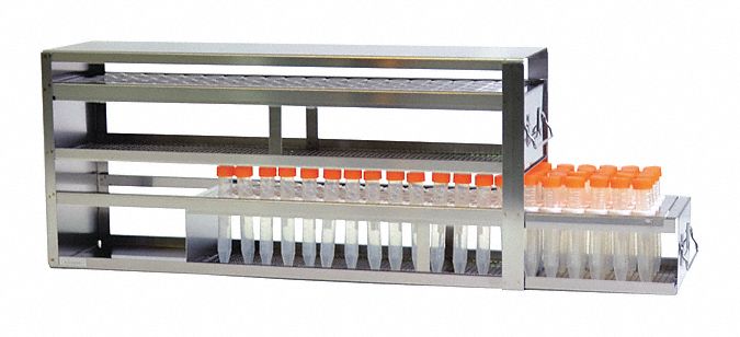 Freezer Drawer Rack: 22 in Overall Lg, 5 1/2 in Overall Wd, Stainless Steel, Slide Out Drawers