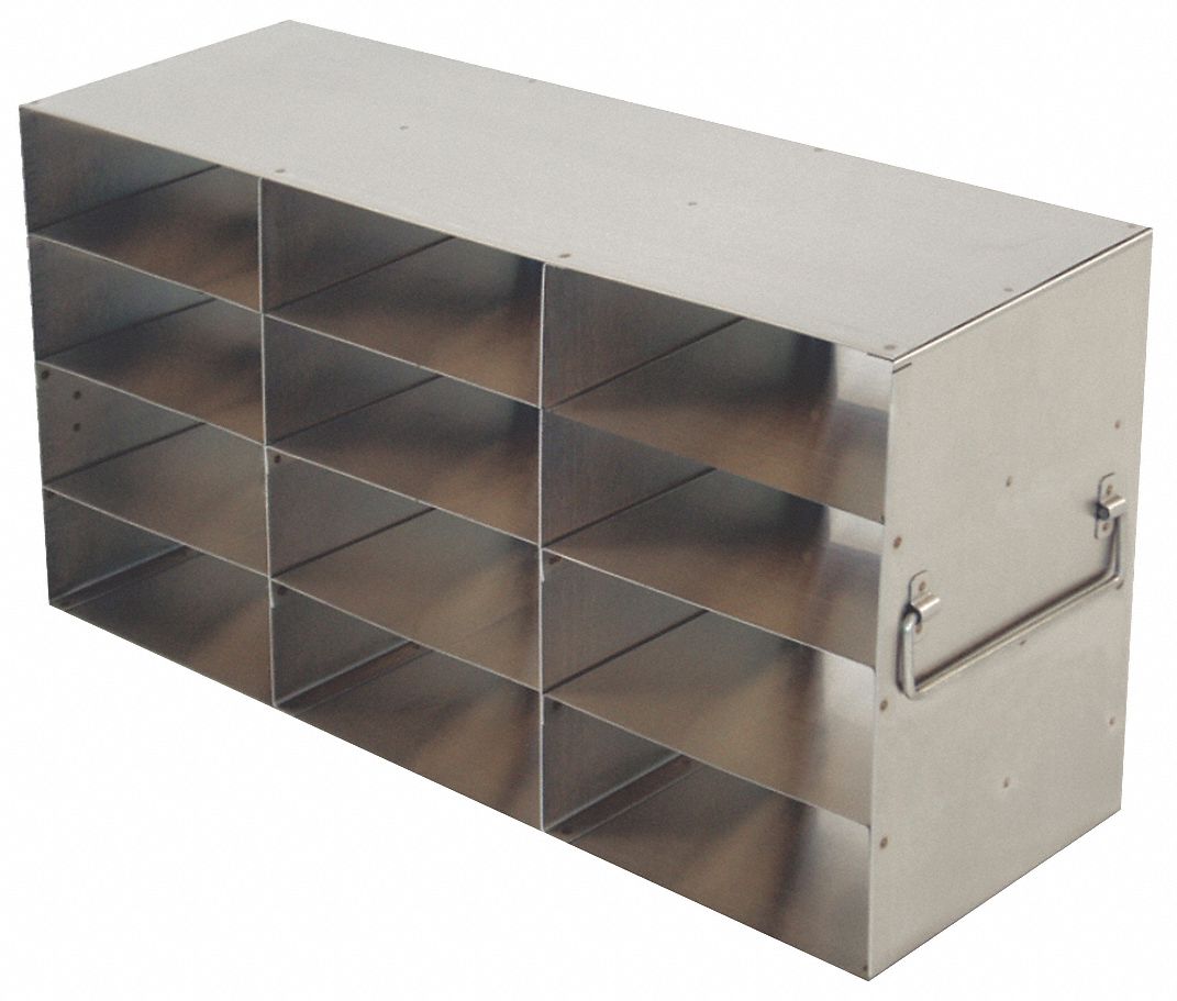 Freezer Rack: 18 3/4 in Overall Lg, 9 1/4 in Overall Wd, Stainless Steel, Microtube Boxes