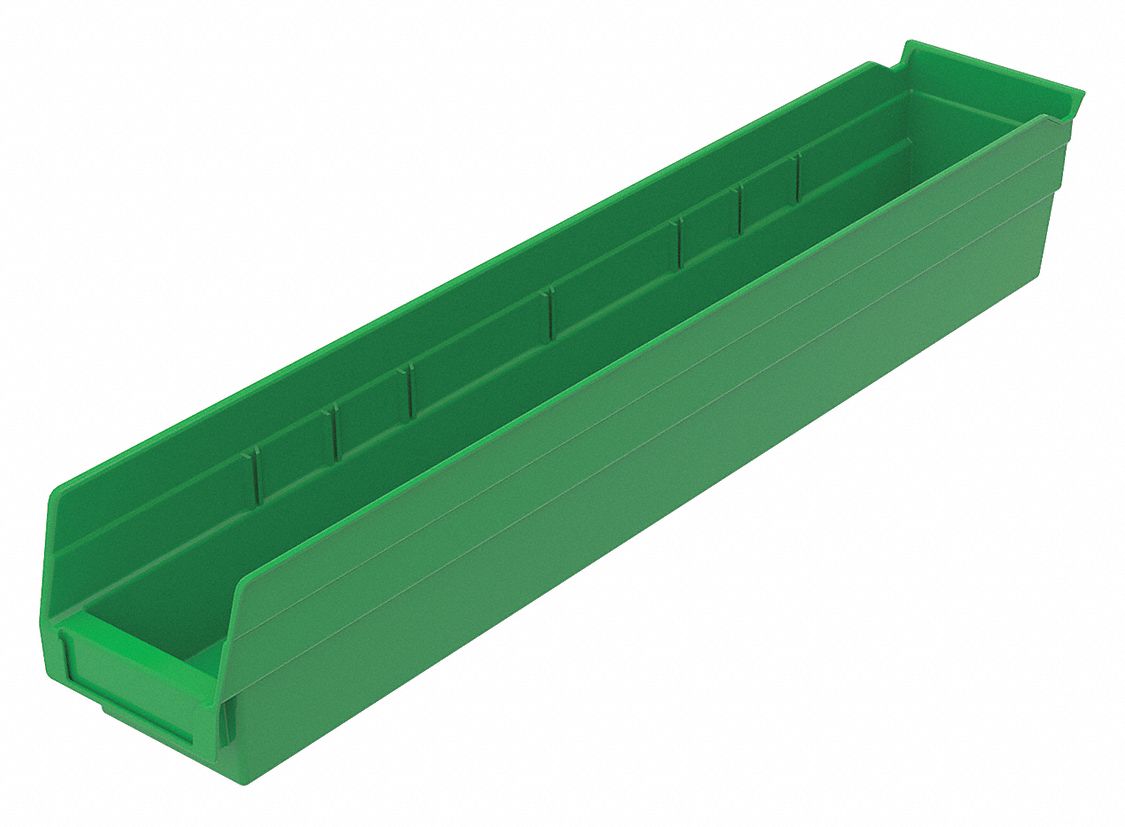 SHELF BIN,GREEN,199 CU. IN.VOL CAPACITY