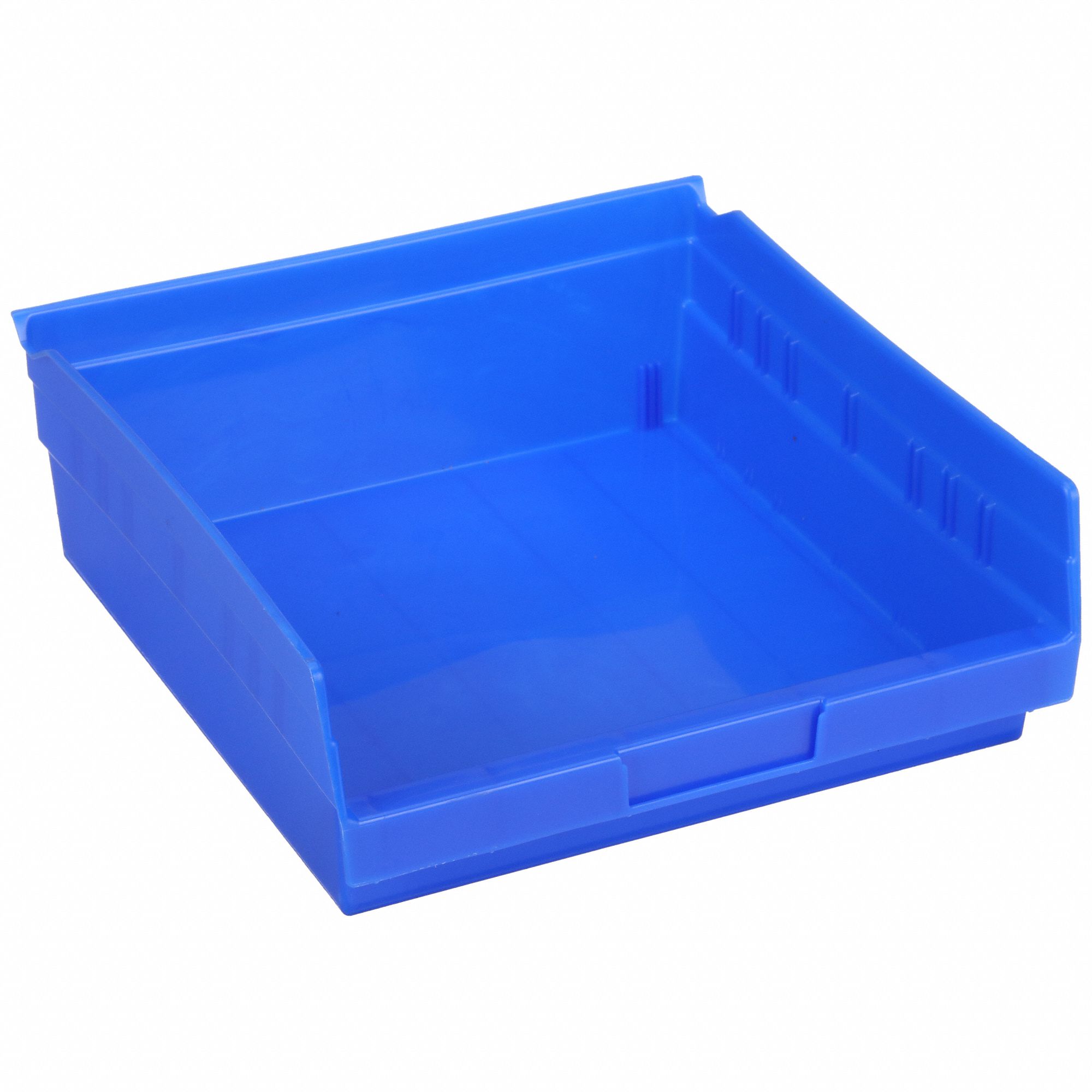 Shelf Bin: 11 5/8 in Overall Lg, 11 1/8 in x 4 in, Blue, Nesting Capable