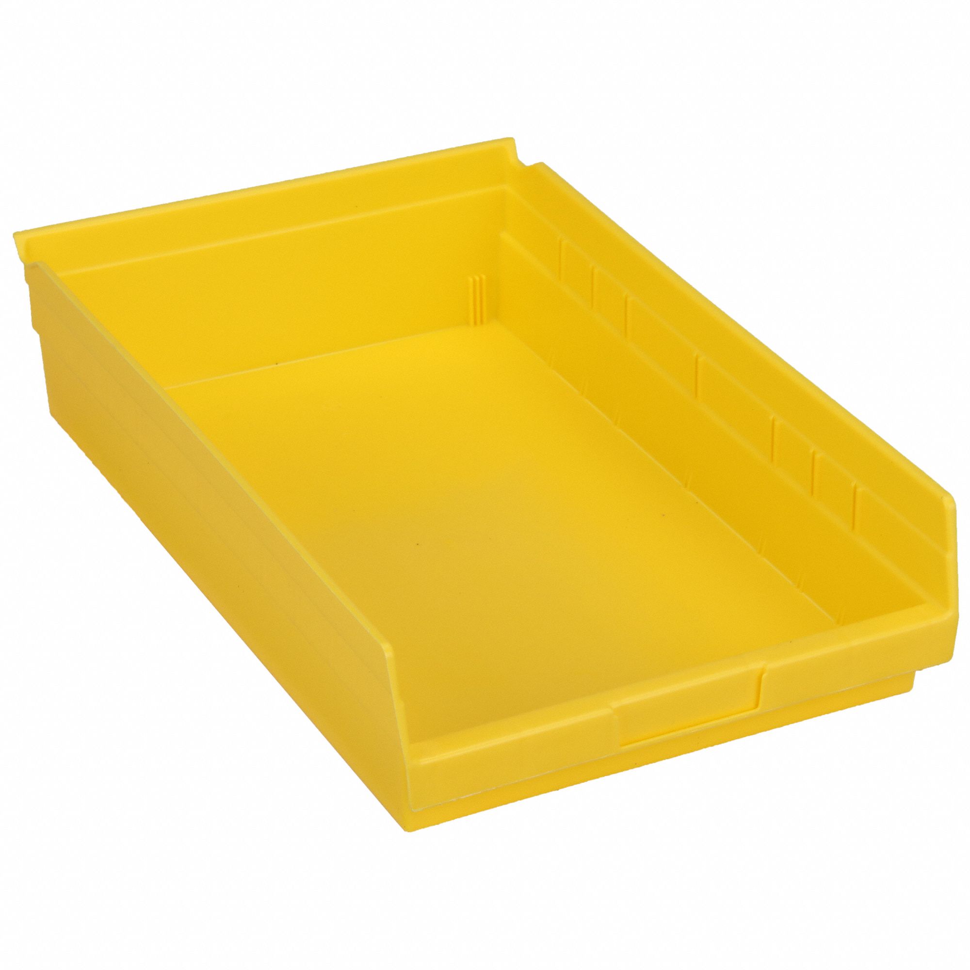 Shelf Bin: 17 7/8 in Overall Lg, 11 1/8 in x 4 in, Yellow, Nesting Capable