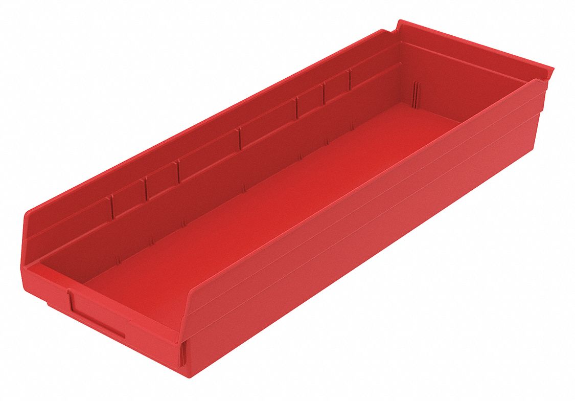 SHELF BIN,RED,346 CU. IN.VOL CAPACITY