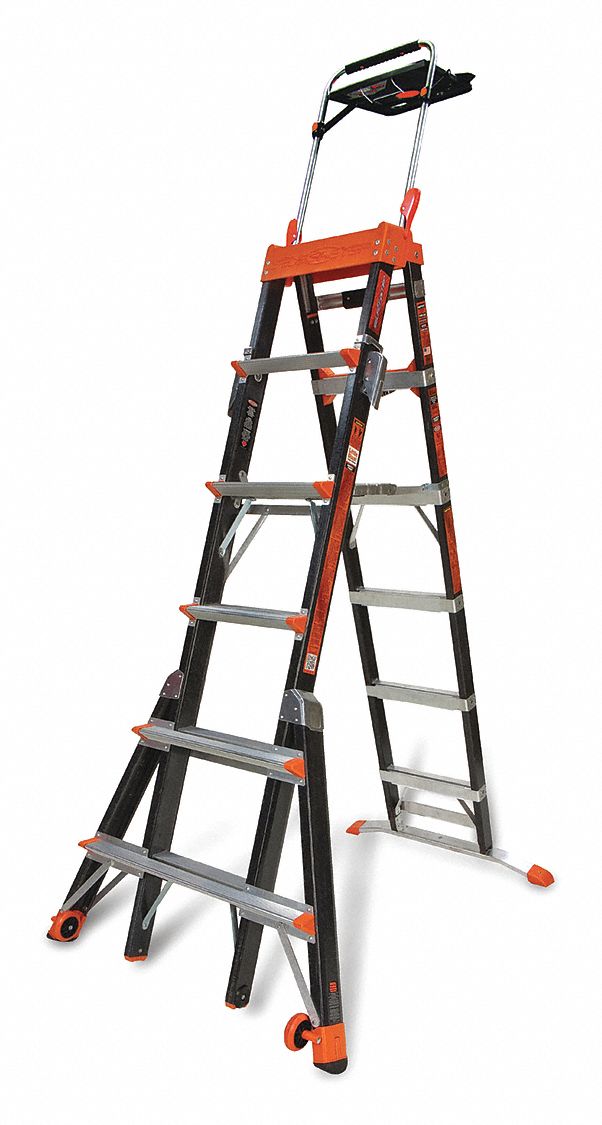 LITTLE GIANT 6 to 10 ft. Fiberglass Multipurpose Ladder, 375 lb. Load ...