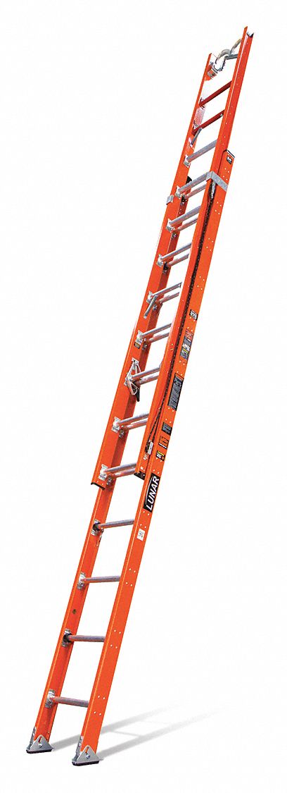 24 ft Fiberglass Extension Ladder, 300 lb Load Capacity, 42.0 lb Net ...